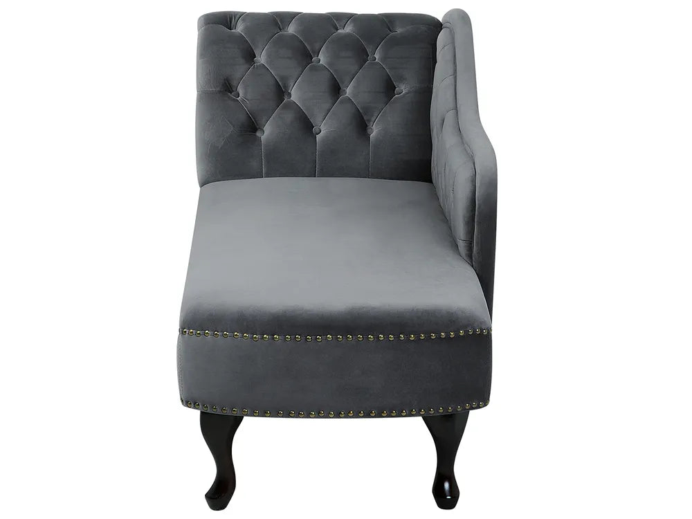 Left-Hand Chaise Lounge Velvet Grey Davene