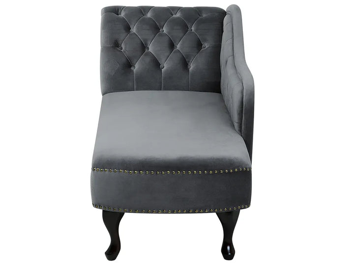 Left-Hand Chaise Lounge Velvet Grey Davene