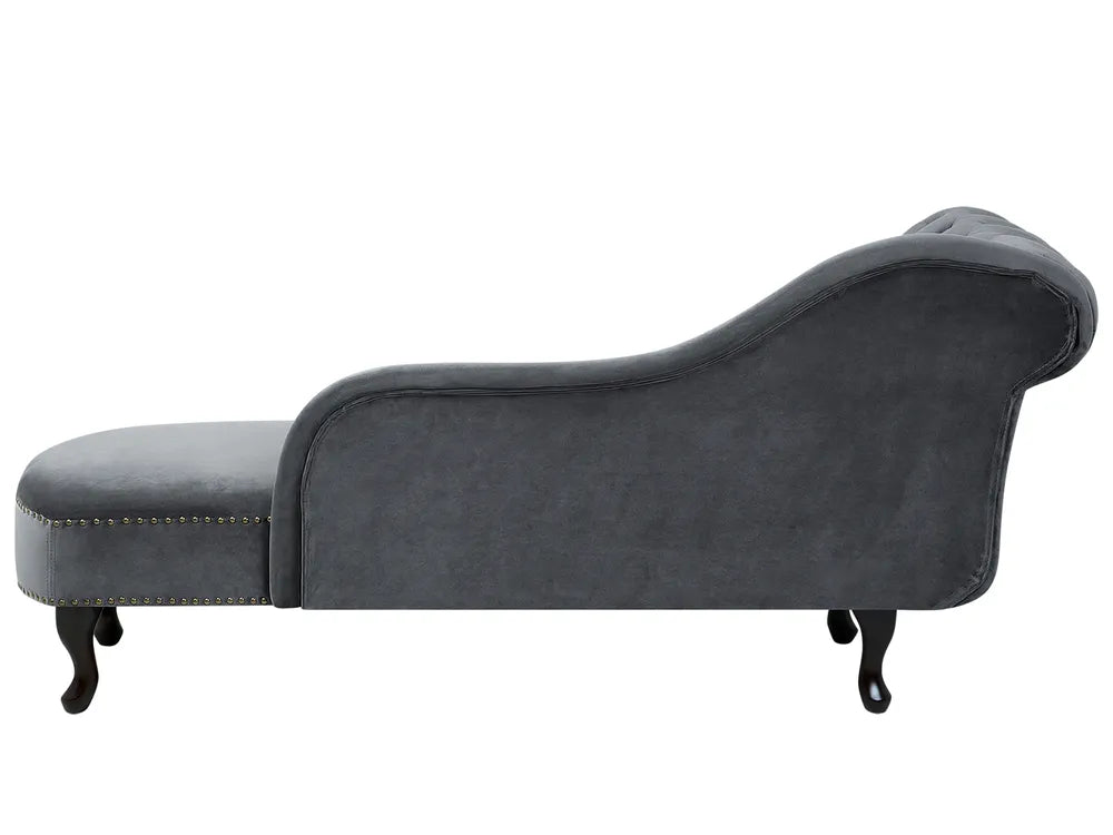 Left-Hand Chaise Lounge Velvet Grey Davene