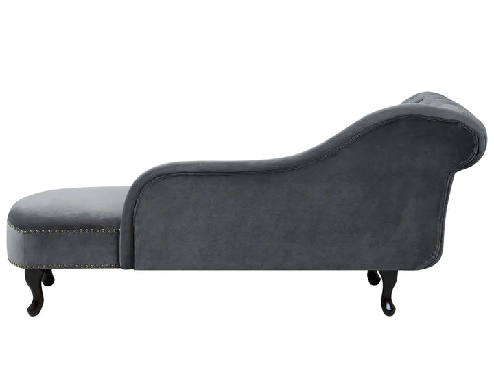 Left-Hand Chaise Lounge Velvet Grey Davene