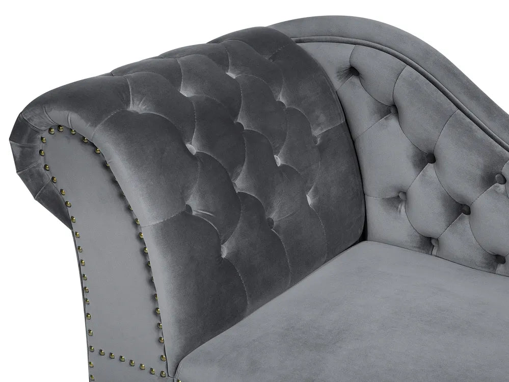 Left-Hand Chaise Lounge Velvet Grey Davene