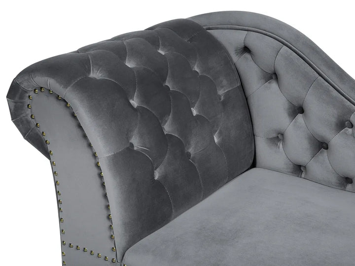 Left-Hand Chaise Lounge Velvet Grey Davene