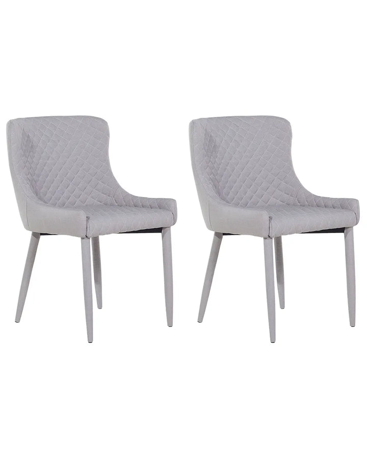 Set of 2 Dining Chairs Fabric Light Grey Demi