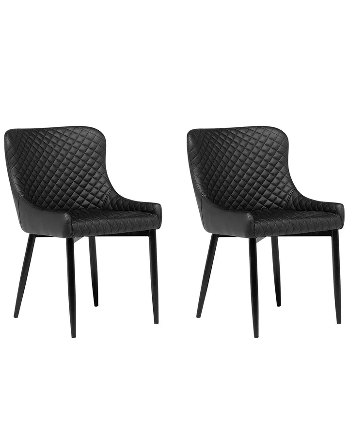 Set of 2 Dining Chairs Faux Leather Black Marie