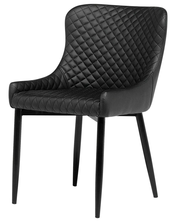 Set of 2 Dining Chairs Faux Leather Black Marie