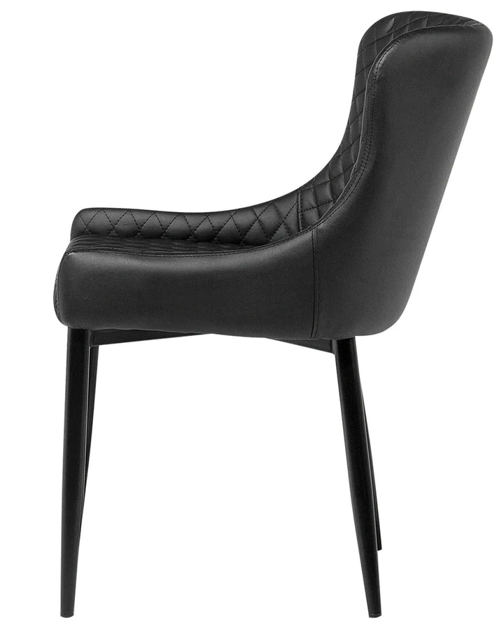 Set of 2 Dining Chairs Faux Leather Black Marie