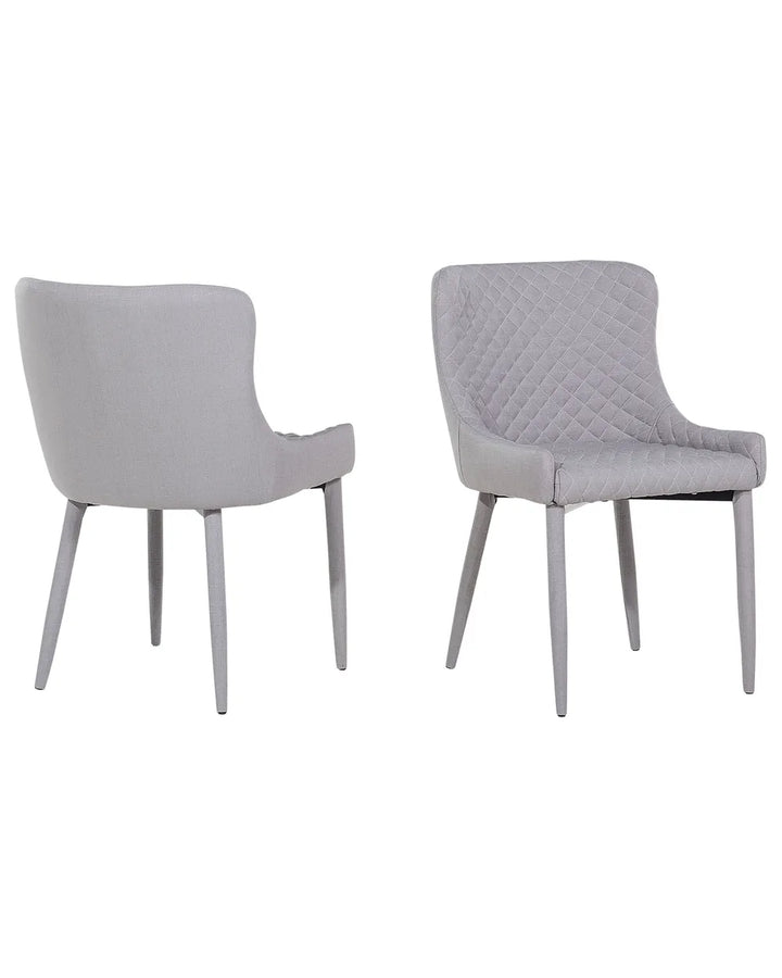Set of 2 Dining Chairs Fabric Light Grey Demi