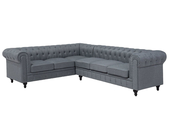 Chesterfield Right Hand Fabric Corner Sofa Grey
