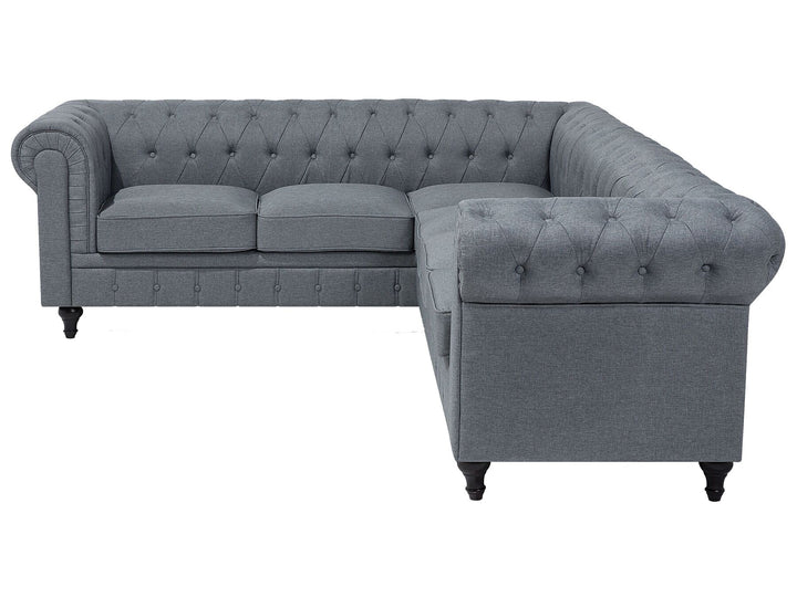 Chesterfield Right Hand Fabric Corner Sofa Grey