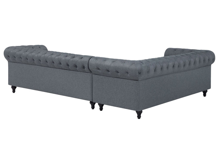 Chesterfield Right Hand Fabric Corner Sofa Grey