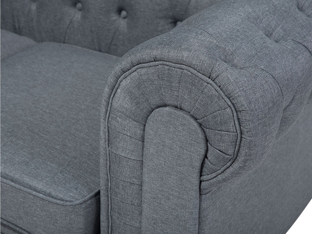 Chesterfield Right Hand Fabric Corner Sofa Grey