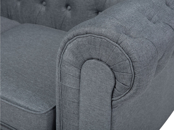 Chesterfield Right Hand Fabric Corner Sofa Grey