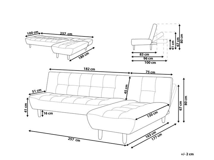 Alsten Left Hand Fabric Corner Sofa Bed Light Grey