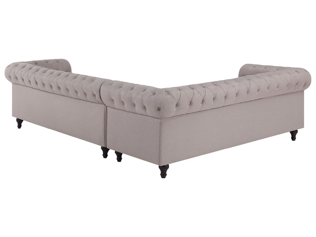 Chesterfield Right Hand Fabric Corner Sofa Beige