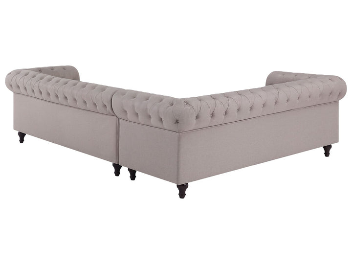 Chesterfield Right Hand Fabric Corner Sofa Beige