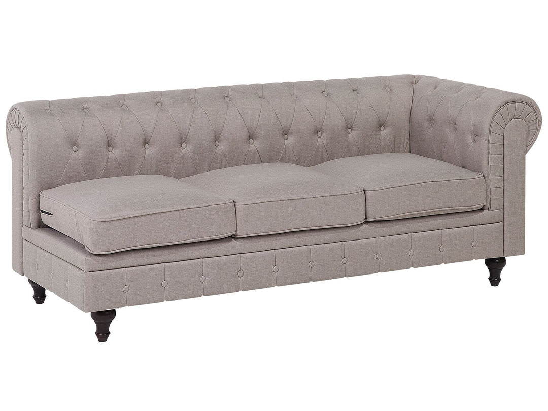 Chesterfield Right Hand Fabric Corner Sofa Beige
