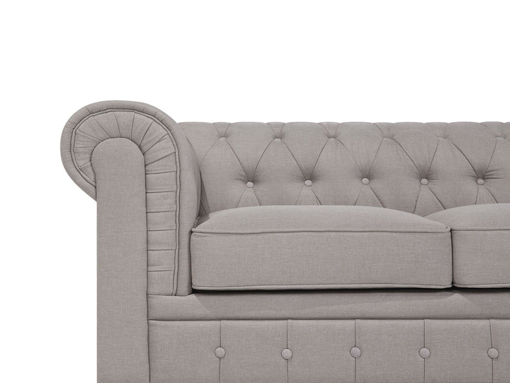Chesterfield Right Hand Fabric Corner Sofa Beige