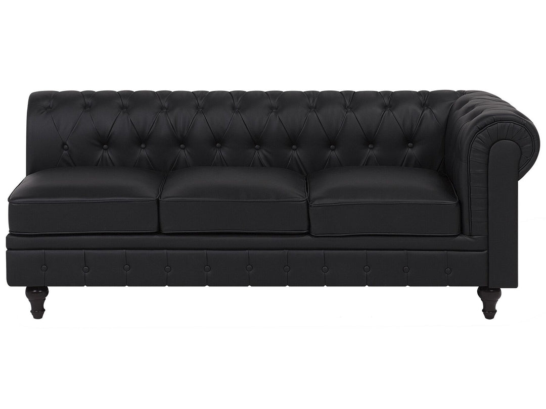 Chesterfield Right Hand Faux Leather Corner Sofa Black