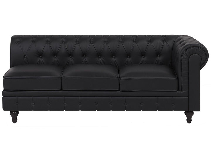 Chesterfield Right Hand Faux Leather Corner Sofa Black