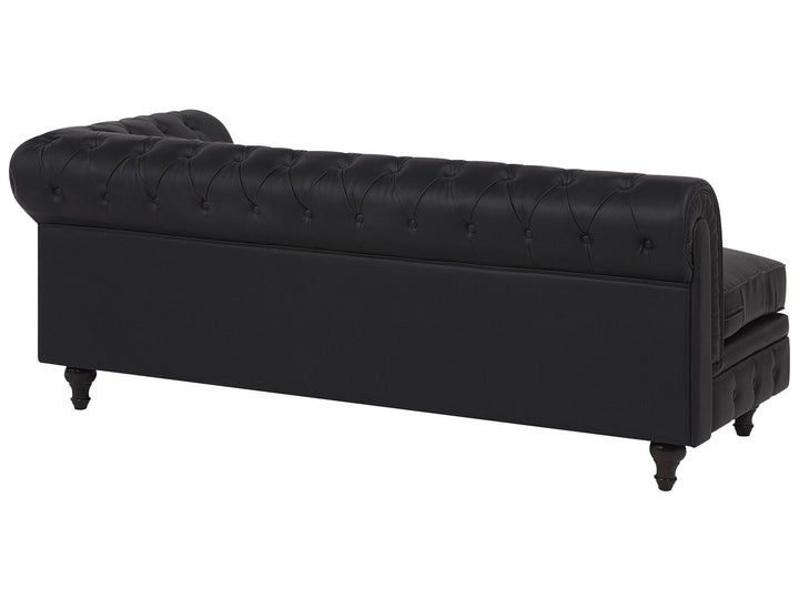 Chesterfield Right Hand Faux Leather Corner Sofa Black