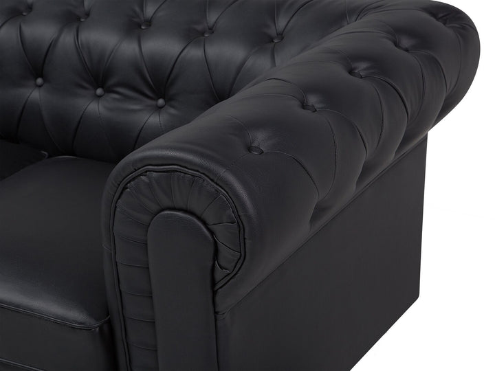 Chesterfield Right Hand Faux Leather Corner Sofa Black