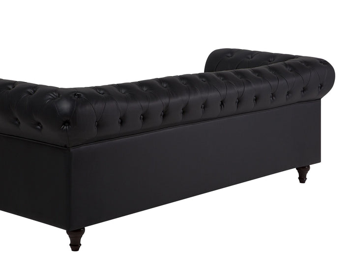 Chesterfield Right Hand Faux Leather Corner Sofa Black