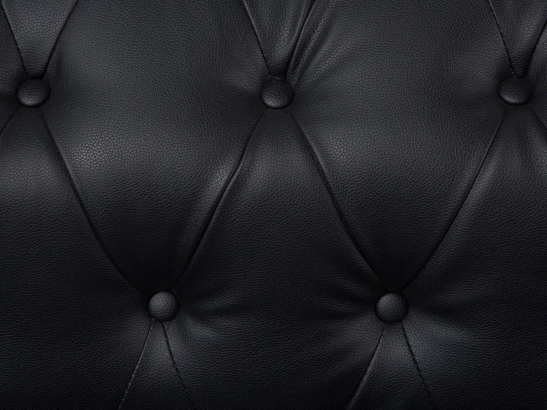 Chesterfield Right Hand Faux Leather Corner Sofa Black