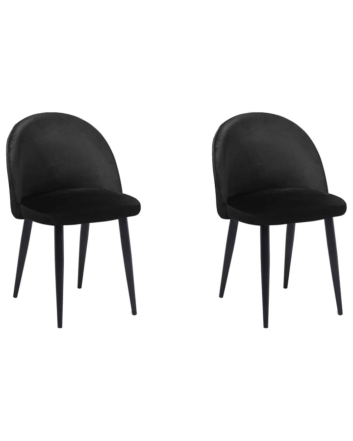 Set of 2 Dining Chairs Velvet Black Laurence