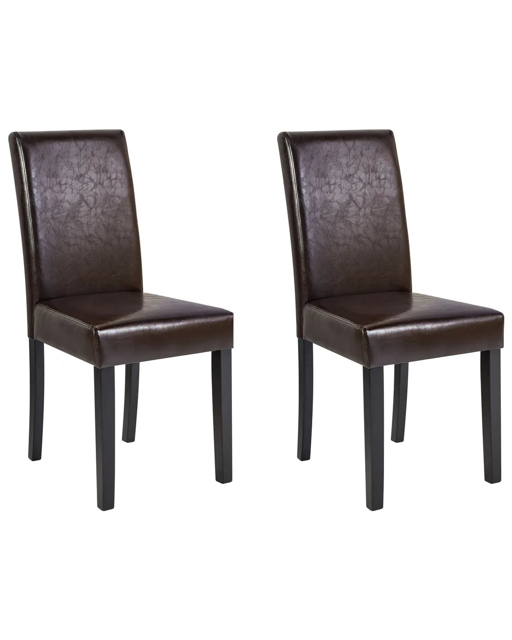 Set of 2 Dining Chairs Faux Leather Dark Brown Celine