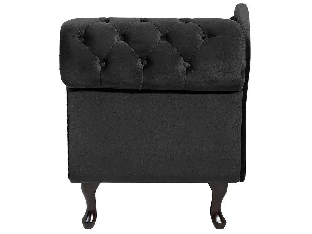 Right-Hand Chaise Lounge Velvet Black Davene