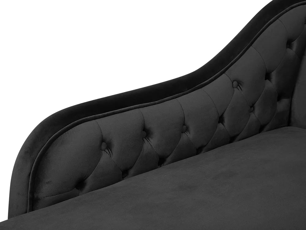 Right-Hand Chaise Lounge Velvet Black Davene