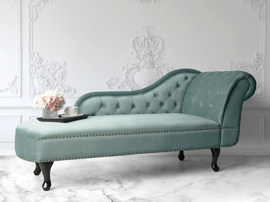Right-Hand Chaise Lounge Velvet Mint Green Davene
