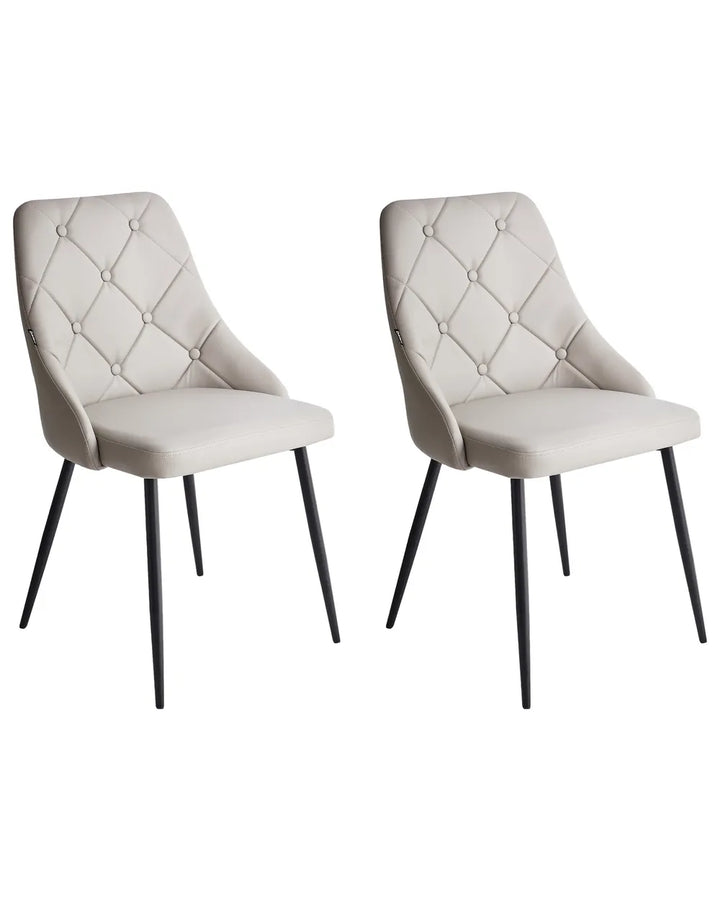 Set of 2 Dining Chairs Berlin Faux Leather Light Grey