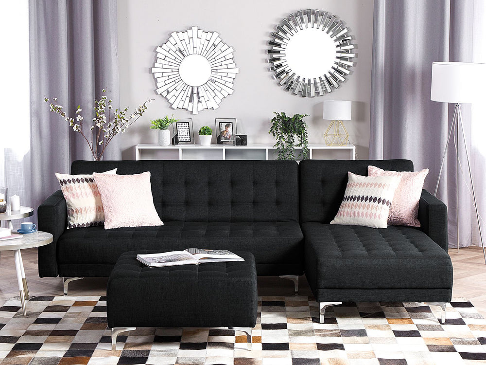 Left Hand Fabric Corner Sofa Graphite Grey Aberdeen