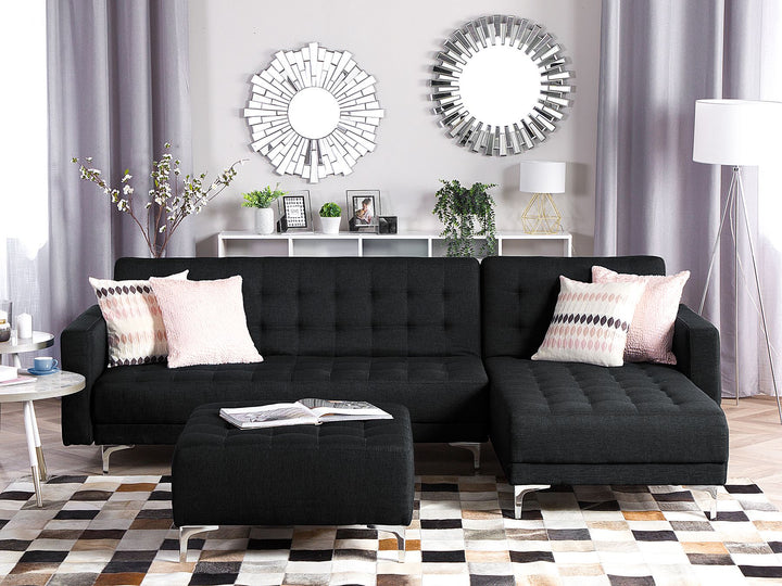 Left Hand Fabric Corner Sofa Graphite Grey Aberdeen