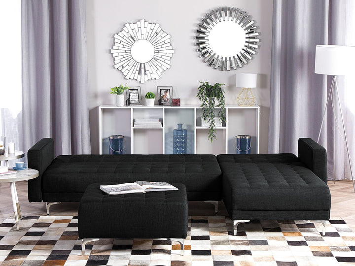 Left Hand Fabric Corner Sofa Graphite Grey Aberdeen