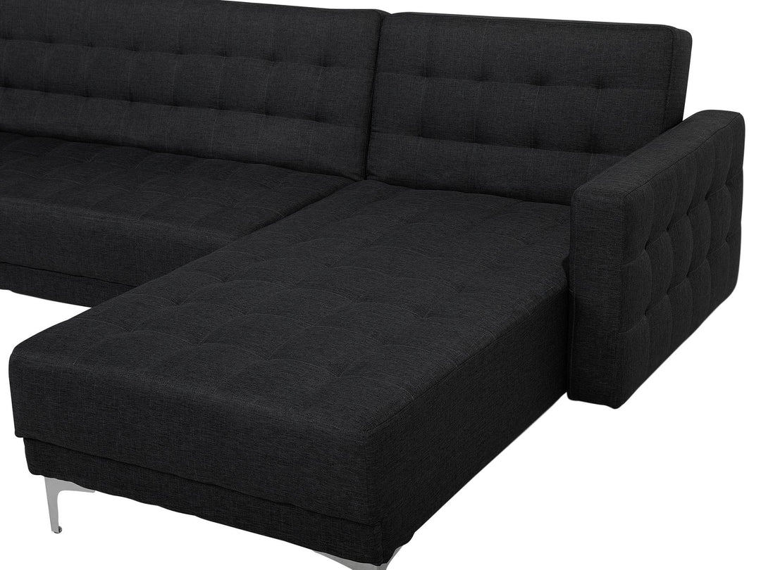 Left Hand Fabric Corner Sofa Graphite Grey Aberdeen