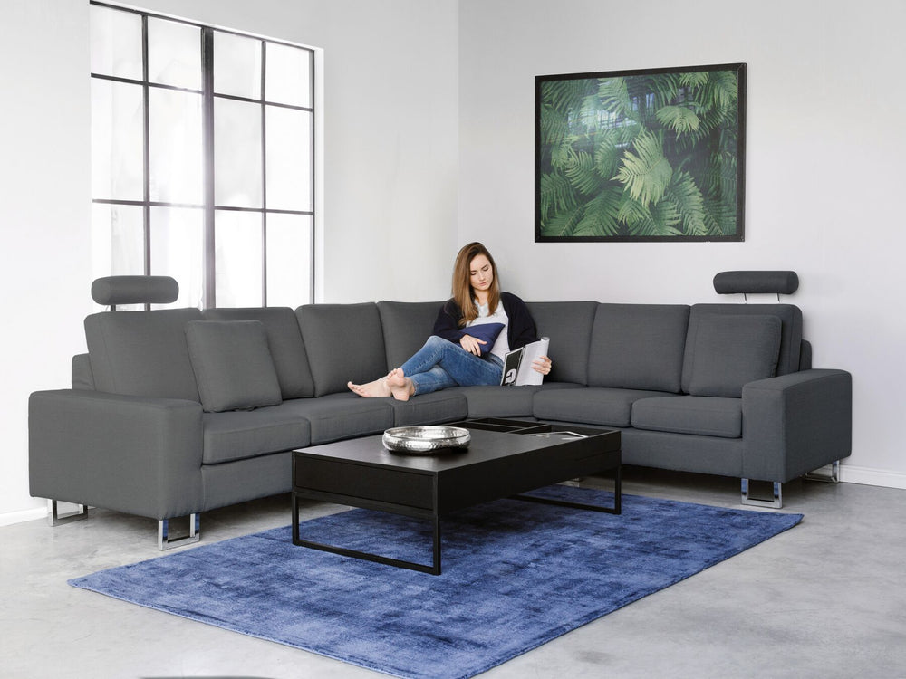 Stockholm Left Hand Corner Fabric Sofa Dark Grey