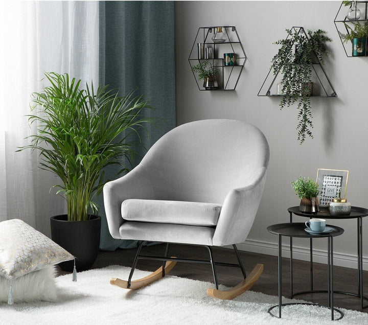 Rocking Chair Velvet Light Grey OXIE