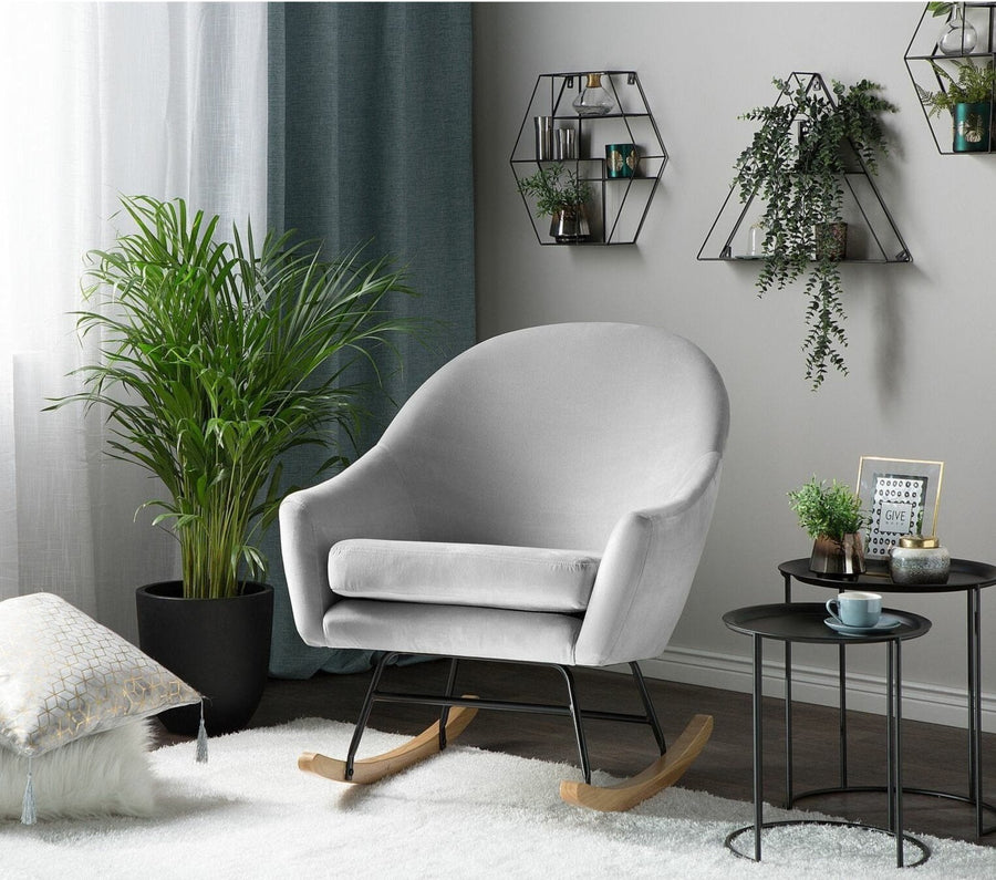Rocking Chair Velvet Light Grey OXIE