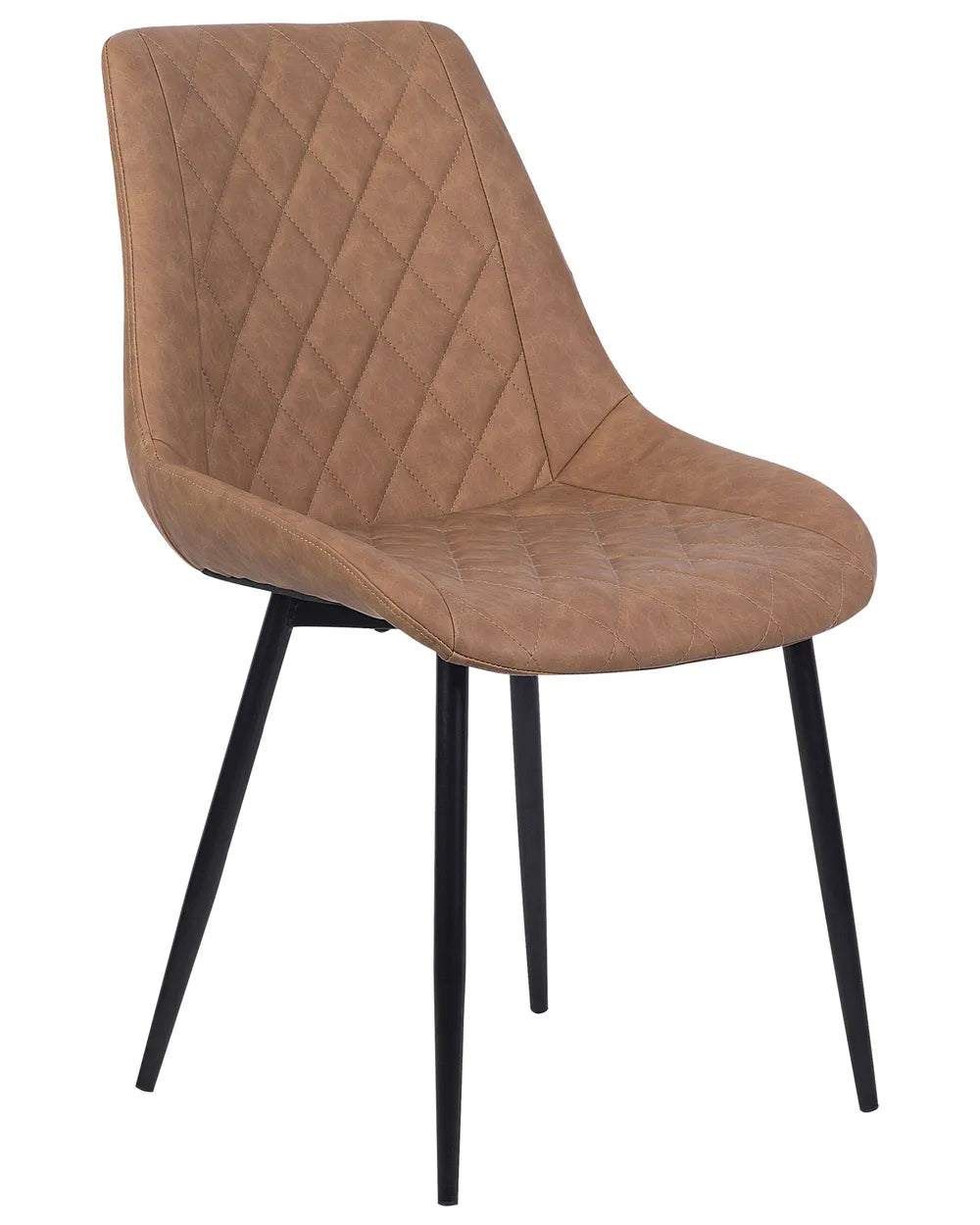 Set of 2 Dining Chairs Faux Leather Golden Brown Nina