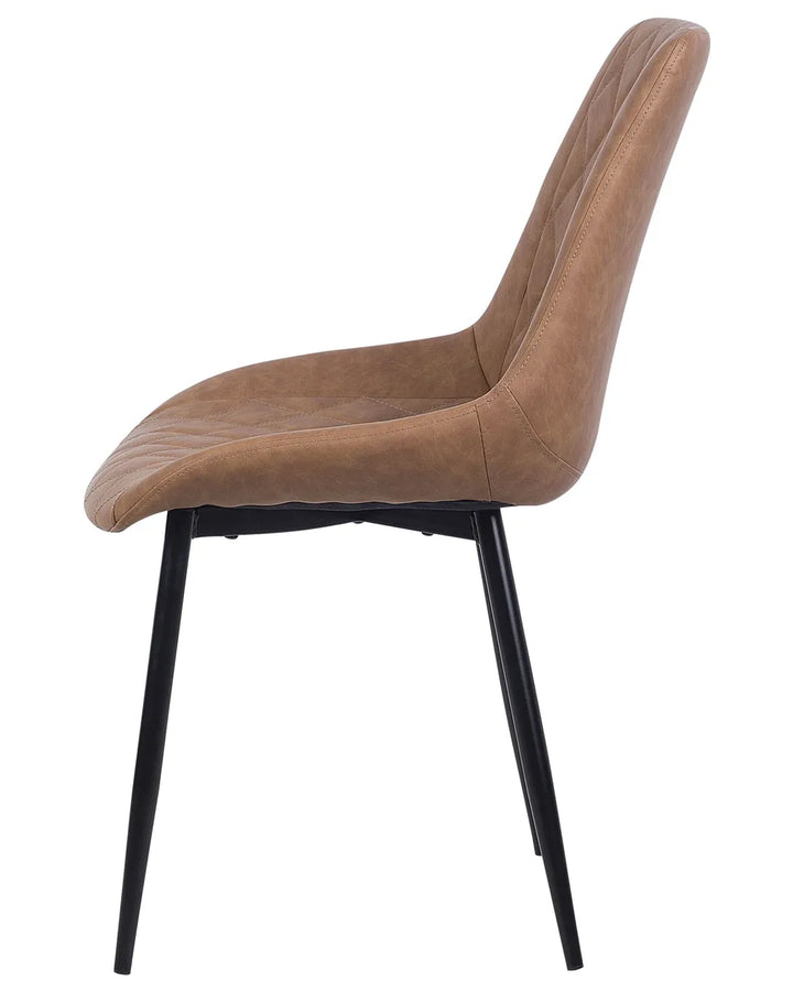 Set of 2 Dining Chairs Faux Leather Golden Brown Nina
