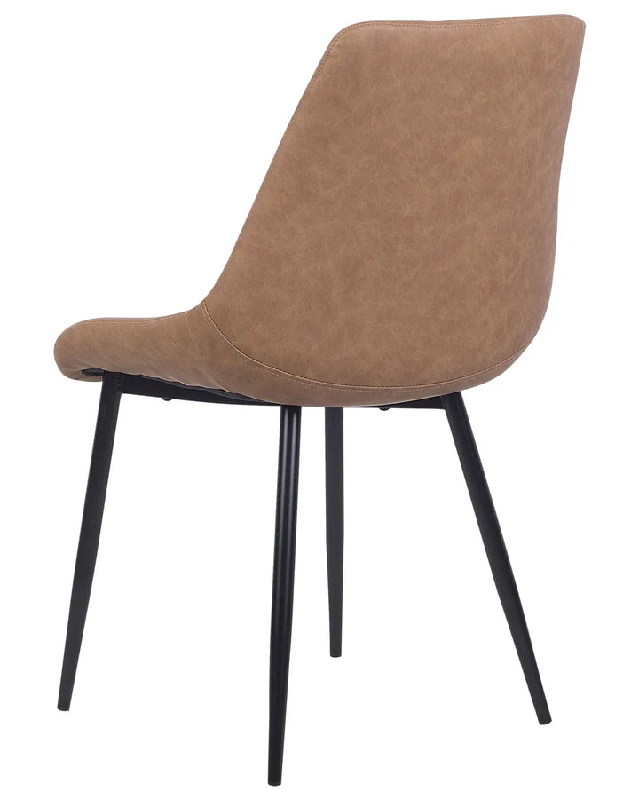 Set of 2 Dining Chairs Faux Leather Golden Brown Nina