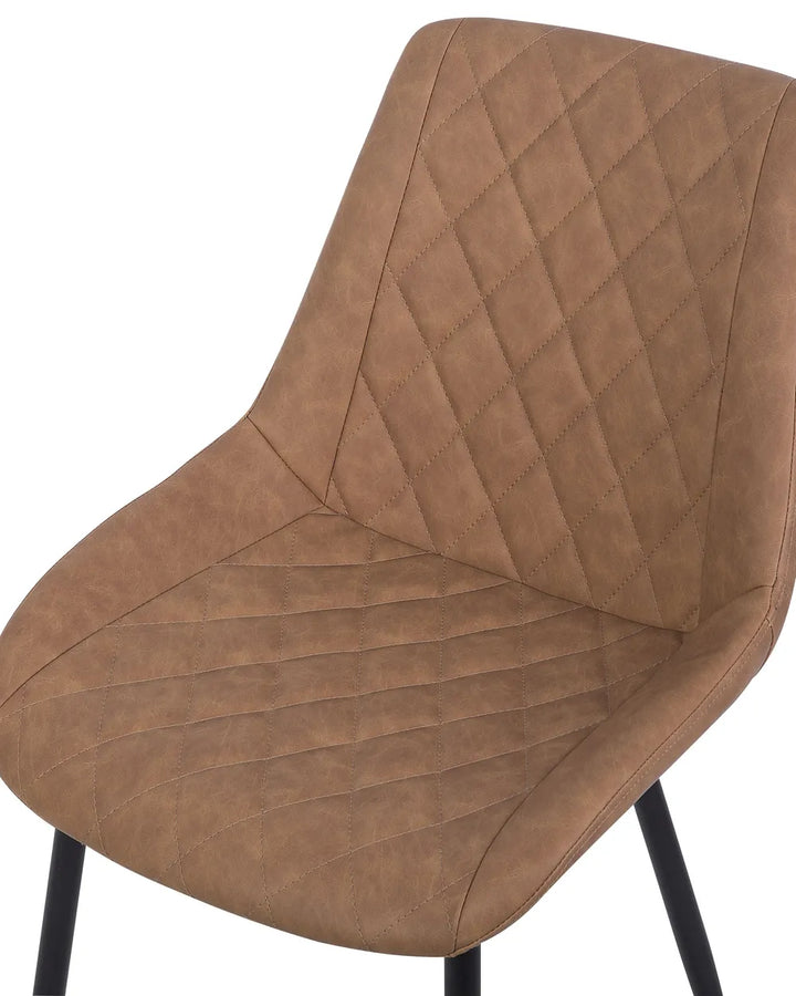 Set of 2 Dining Chairs Faux Leather Golden Brown Nina