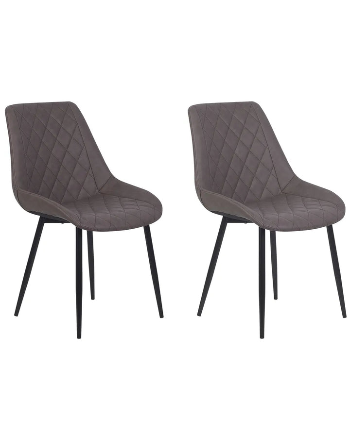 Set of 2 Dining Chairs Faux Leather Dark Brown Nina