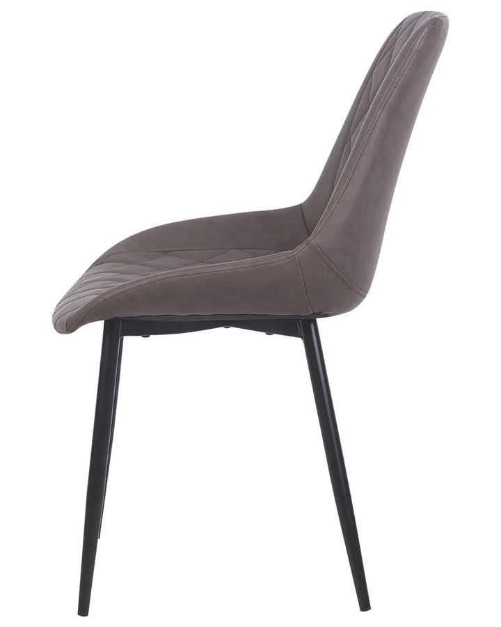 Set of 2 Dining Chairs Faux Leather Dark Brown Nina