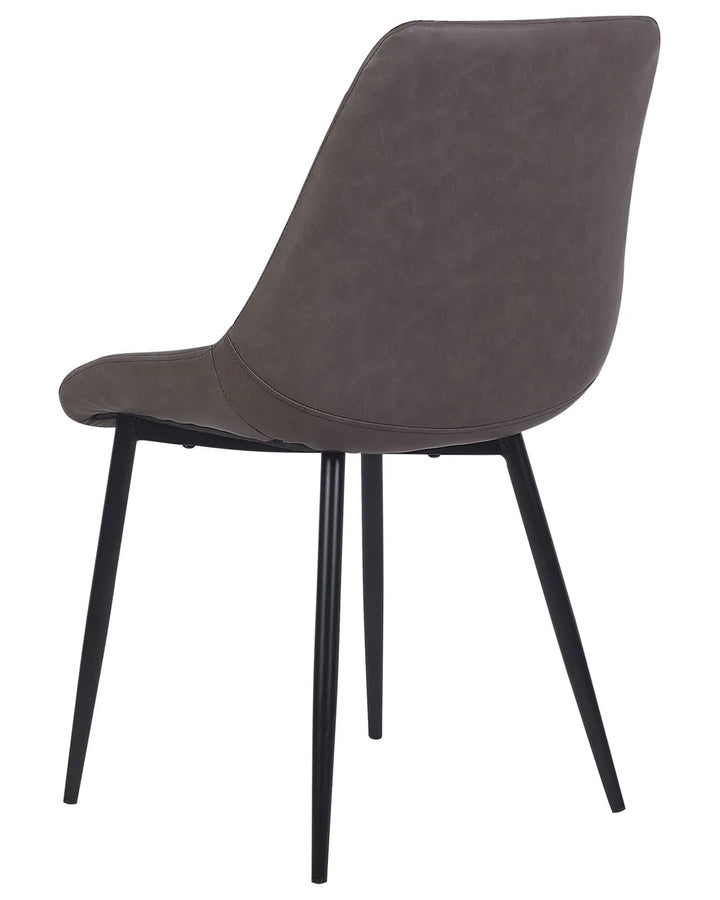 Set of 2 Dining Chairs Faux Leather Dark Brown Nina