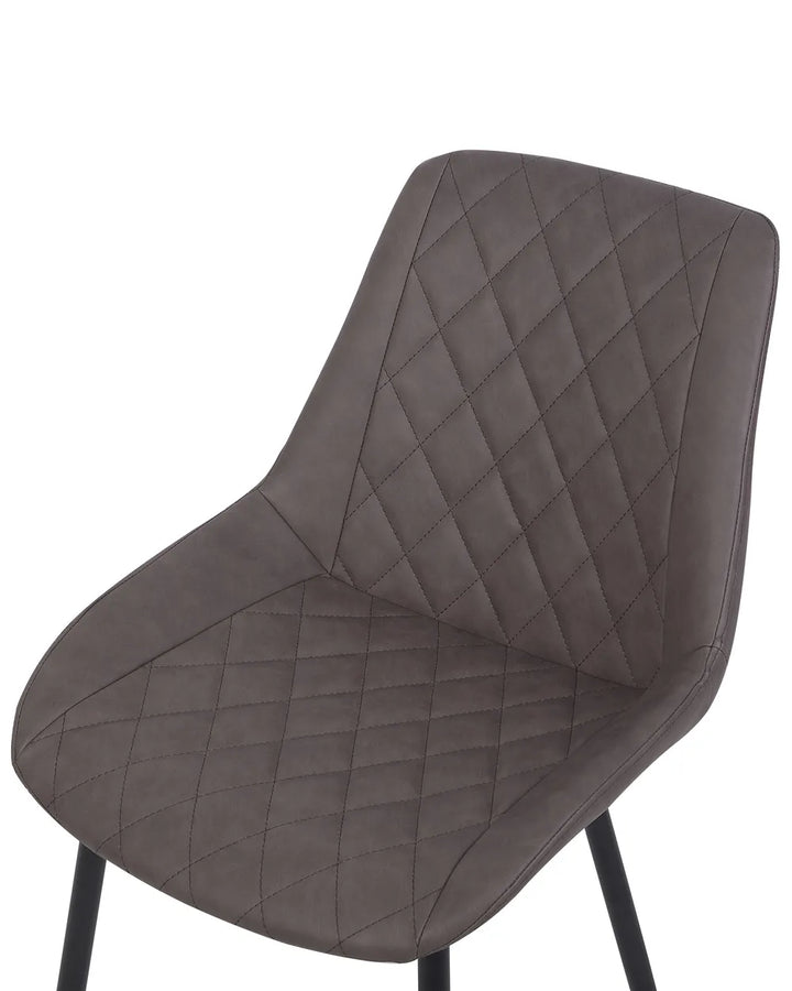Set of 2 Dining Chairs Faux Leather Dark Brown Nina