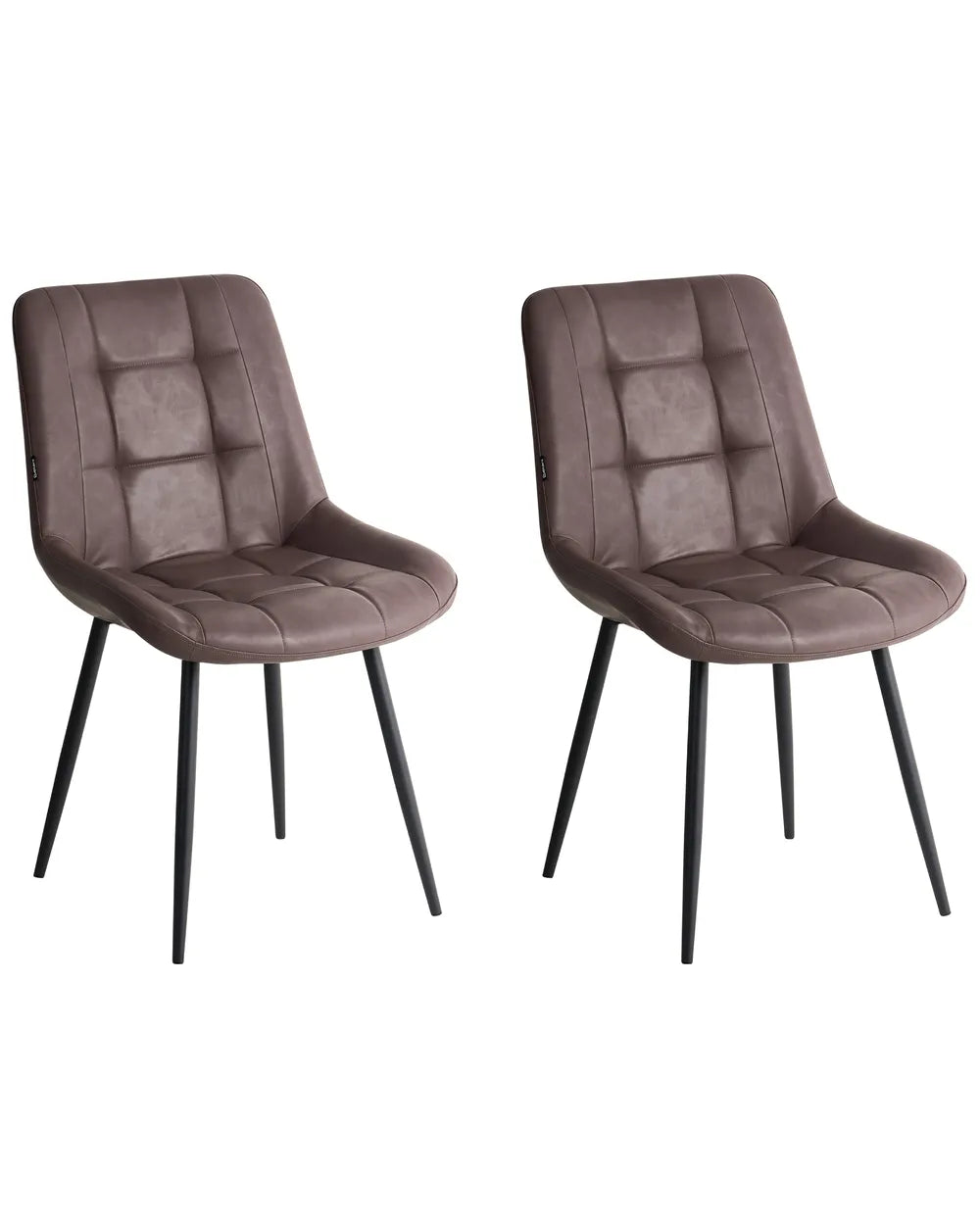 Set of 2 Dining Chairs Faux Leather Dark Brown Rosey