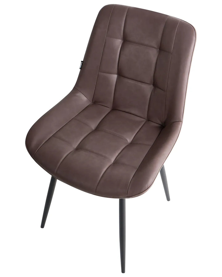 Set of 2 Dining Chairs Faux Leather Dark Brown Rosey